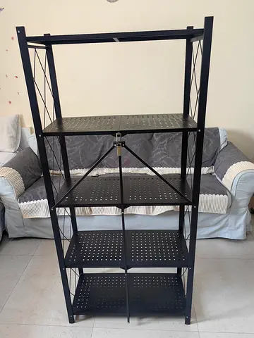 Black Metal 5-Shelf Storage Rack - Sturdy Shelving Unit
