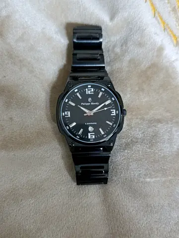 Philippe Moraly black ,s.sapphire men's wristwatch - good working condition and clean.