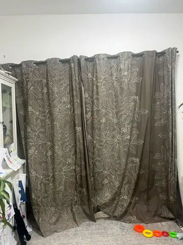 3 Large Curtains with Curtain Rods – Good Condition