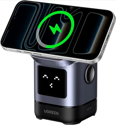 UGREEN 15W Uno Wireless Charger, Qi2 Certified MagSafe Charging, Fast Magnetic Phone Stand, 2-in-1 F