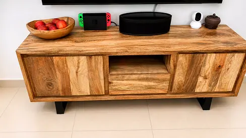Solid Wood TV Console / Entertainment Unit - Natural Finish from Lucky Furniture
