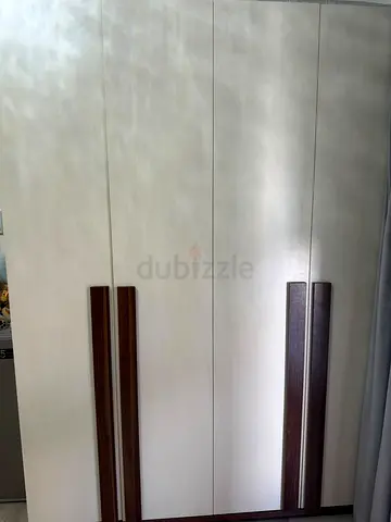 4-Door Wooden Wardrobe with Tall Handles - Good Condition