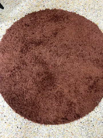Round Brown Shaggy Rug - Good Condition