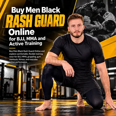 Buy Men Black Rash Guard Online for BJJ, MMA and Training