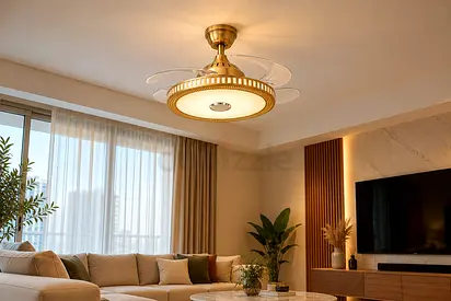 Modern gold ceiling fan with integrated LED light