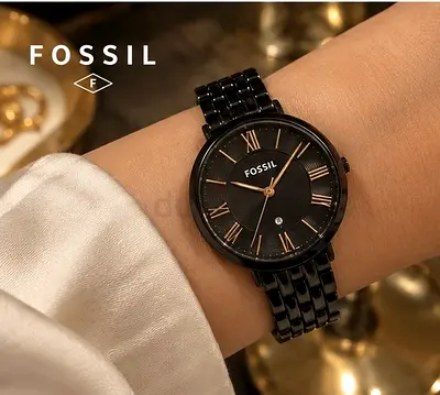 Fossil Black Stainless Steel Women's Watch - Classic Roman Dial