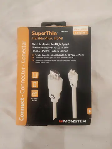 Monster SuperThin Flexible Micro HDMI Cable (1.2m) - New in Box