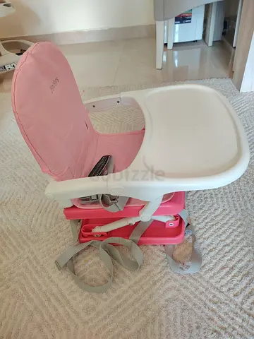 Portable juniors pink booster/high chair with tray - good used condition