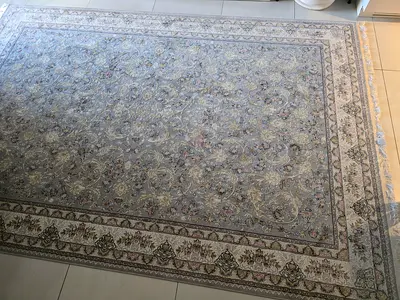 Large and medium Iranian silk rug - neutral tones, perfect condition