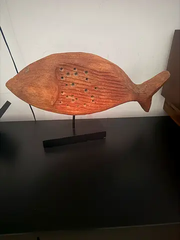 Hand-carved Wooden Fish Sculpture - Rustic Decorative Piece