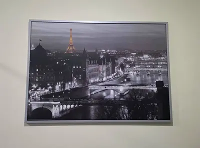 Large Framed Black & White Paris Cityscape Wall Art