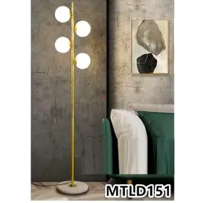 Modern Brass Floor Lamp with Marble Base - 4 Globe Lights (MTLD151)