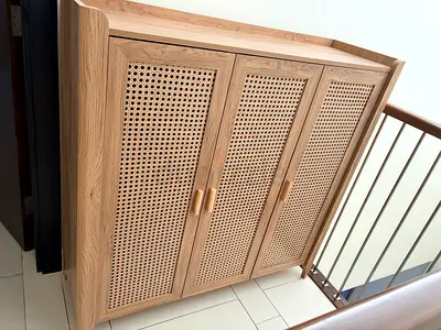 Solid Wood Shoe Cabinet with Flip Doors