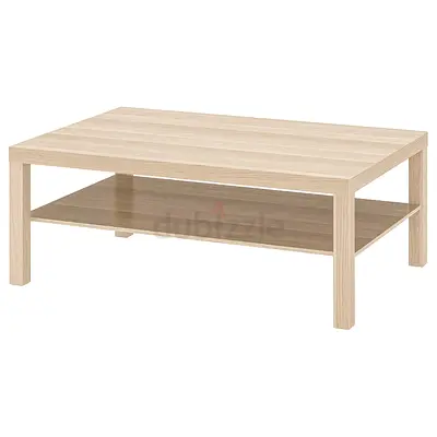 Light Wood Rectangular Coffee Table with Lower Shelf