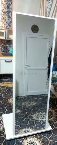 Full-Length Free-Standing Mirror with White Frame and Base