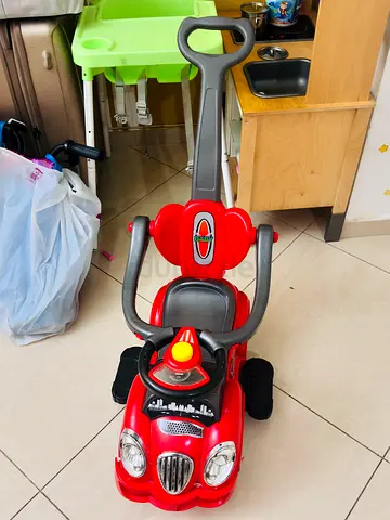 Red Push Ride-On Car with Parental Handle and Safety Bar - Good Condition