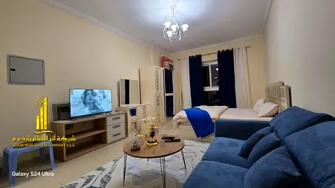 فرصة ذهبية أفخم استوديو مفروش بالكامل للإيجار الشهري في ابراج الياسمين الجرف 2– عجمان ✨