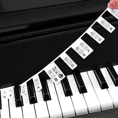 Piano key note stickers — reusable labels for keyboard practice