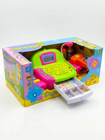 Multifunctional Kids Supermarket Cash Register Toy Playset with Calculator & Scanner (Model 986B) –