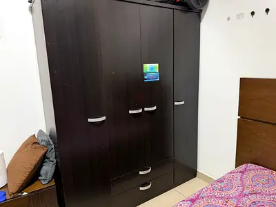 Dark brown 3-door wardrobe with drawers - good condition