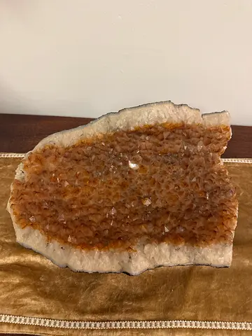 Large Citrine/Amethyst Geode Slice - Decorative Crystal Cluster