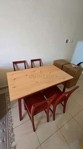 Dining Table with 4 Wooden Chairs – Pine