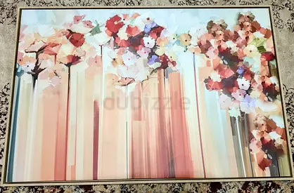 Irene Abstract Flowers and Lines Canvas Framed Picture 90x40 cm تبلوهات من هوم بوكس جديد ب39 درهم