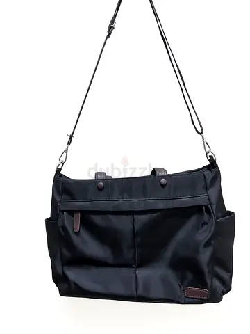 Black Nylon Crossbody Shoulder Bag with Detachable Strap