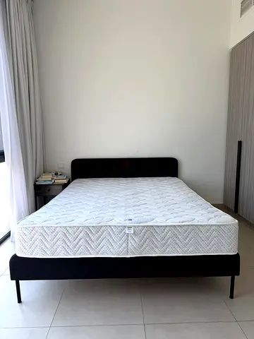 Black Upholstered Bed Frame + Home Centre Mattress