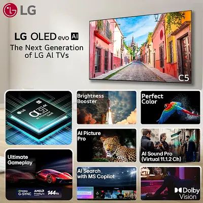 LG 164 cm (65 Inches) OLED evo C5 Series 4K Ultra HD (3840 x 2160) Smart webOS OLED TV OLED65C56LA