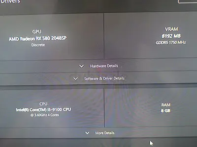 Gaming cpu with Intel i3-9100, 8GB RAM and AMD Radeon RX 580 8GB ,with pc table ( No monitor).