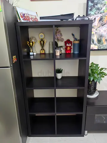 Dark Wood 9-Cube Storage Shelf / Bookcase - Good Condition