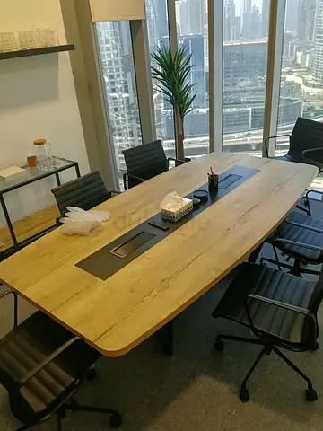 Wooden Conference Table with Integrated Power Ports - Seats 8