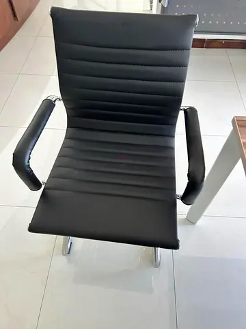 2 x office Modern black leather office chair with chrome frame