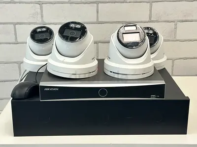 Hikvision 4 x Dome CCTV Cameras + DVR Recorder - Working Condition