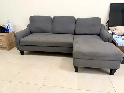 Grey L-shaped 3-seater Sofa with Chaise - Good Condition