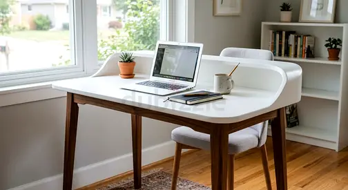 Modern Wooden Desk with White Top — In very good condition