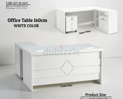 White 160cm L-Shaped Office Desk with Storage Drawers