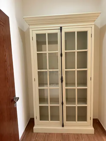 LUZ DE LUNA French casement cabinet display vitrine book shelf bookcase cremone wood H232 W140 D43cm