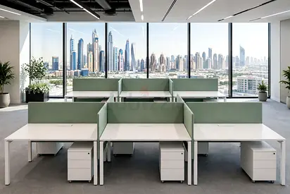 Cressida Six-Seater Workstation Cluster, Office Desks – Ember