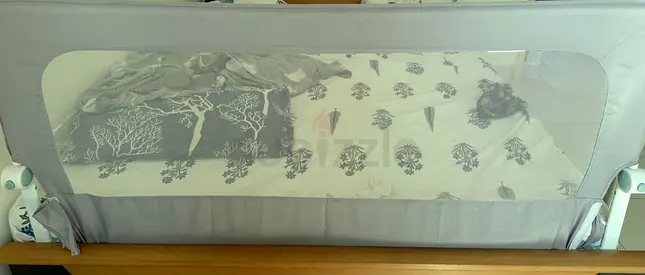 Light grey portable bedside baby bed rail or barrier