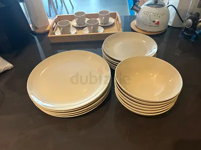 Beige Ikea Ceramic Dinnerware Set – Plates and Bowls