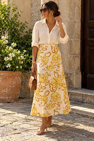 Anthropologie Linen Midi Skirt by Faithfull