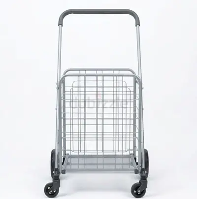 Foldable Shopping Trolley Cart with Wheels - Light Grey