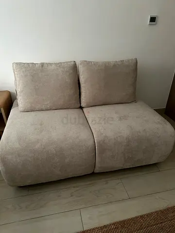 Beige 2-seater Plush Sofa - Good Condition