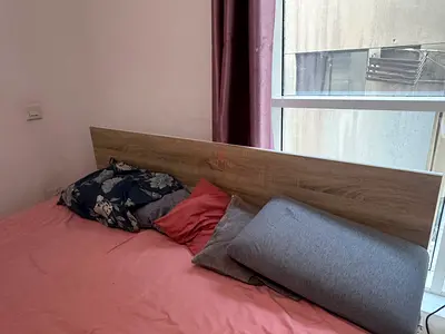 Simple Wooden Queen Bed Frame with Headboard - Good Condition