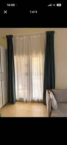 White and turquoise curtains
