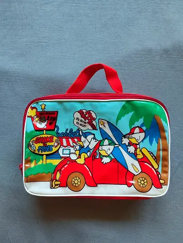 Qui-Quaks Sanrio Vinyl School Lunch Bag Japan Retro Showa VTG Japanese Rare Collectible