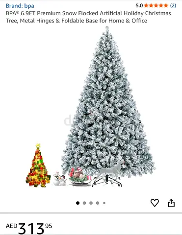 6.9FT Premium Snow Flocked Artificial Christmas Tree – Brand New in Box
