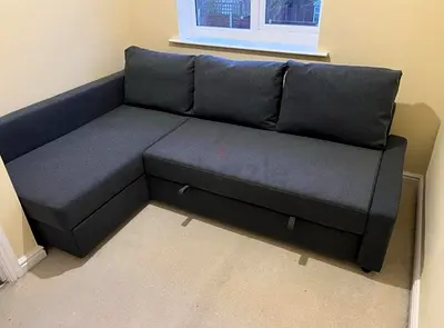 L-shaped dark grey fabric corner sofa - good condition